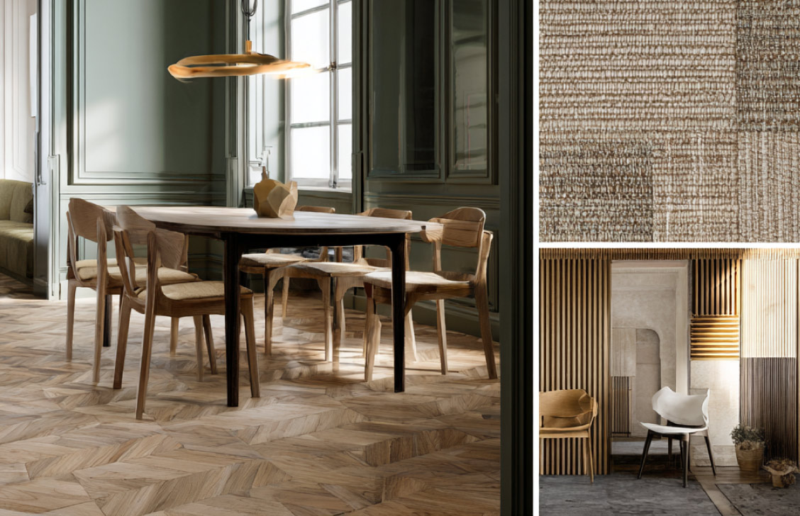 Des matières naturelles et texturées : le bois, les textiles