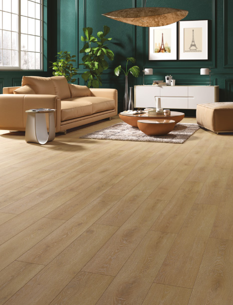 Sol stratifié SOLID PLUS Chêne Sunset 471, résistant à l'eau, sol stratifié pour toutes les pièces de la maison