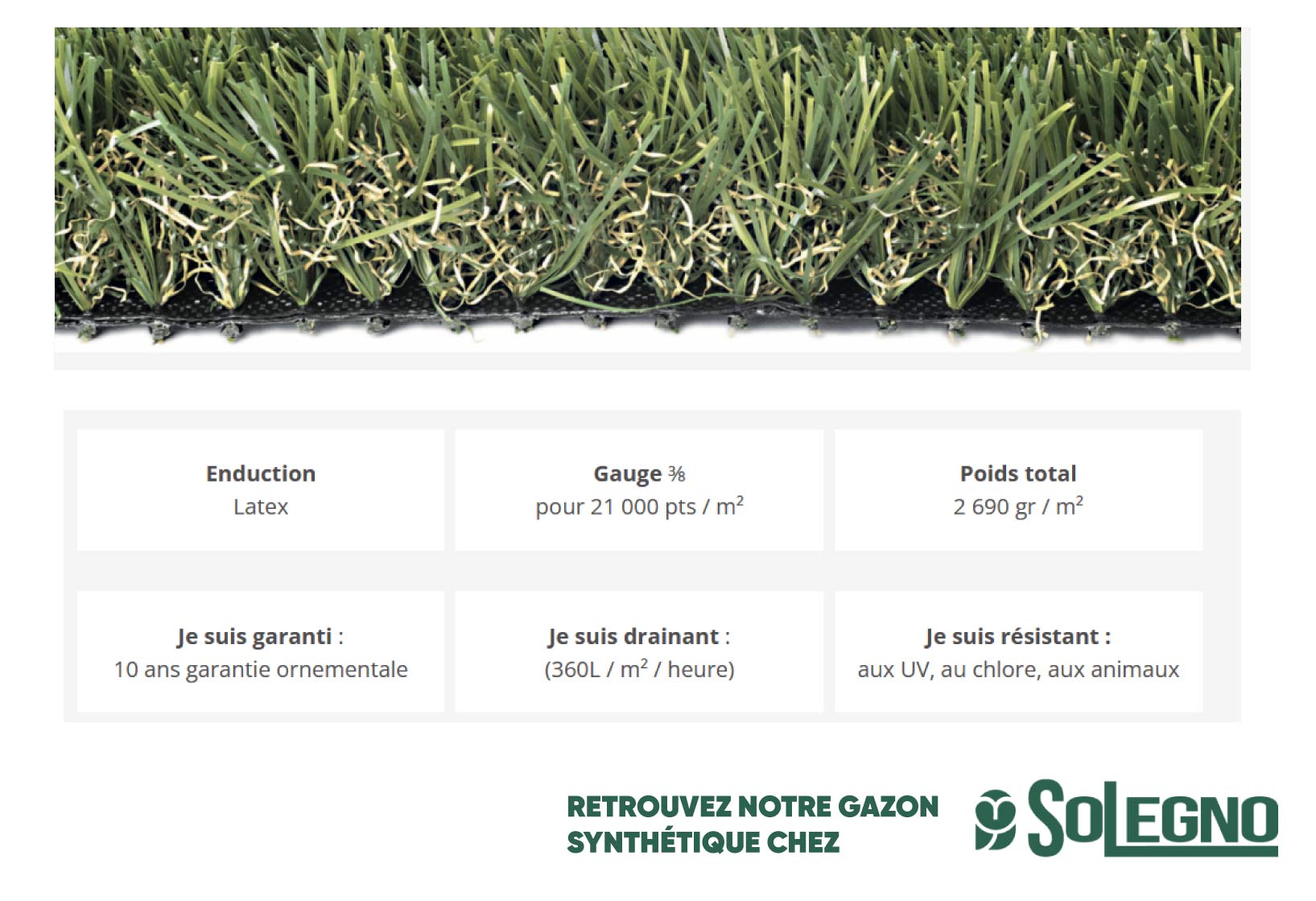 Caractéristique technique du gazon synthétique Green Touch