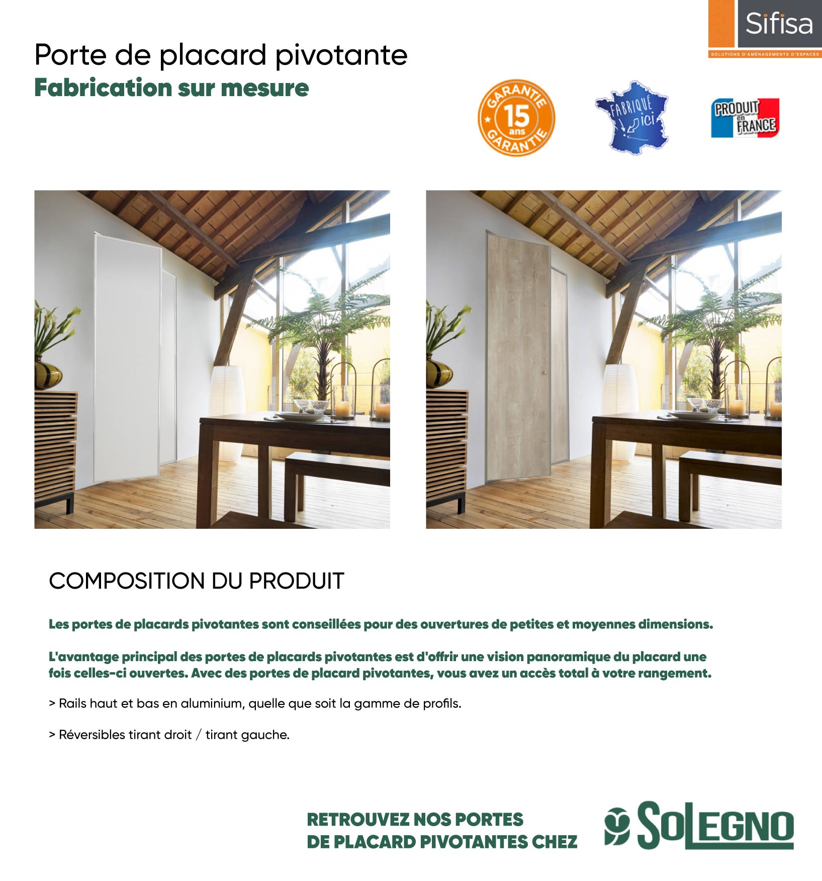 Caractéristique technique des portes de placard pivotantes