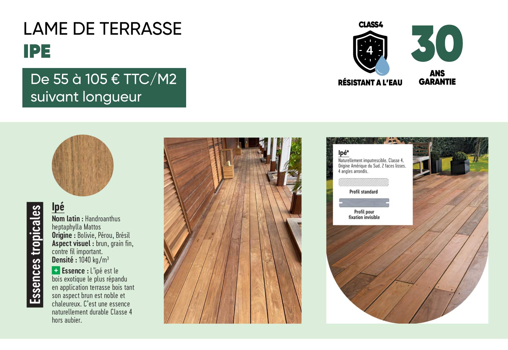 Caractéristique technique des lames de terrase bois exotique IPE