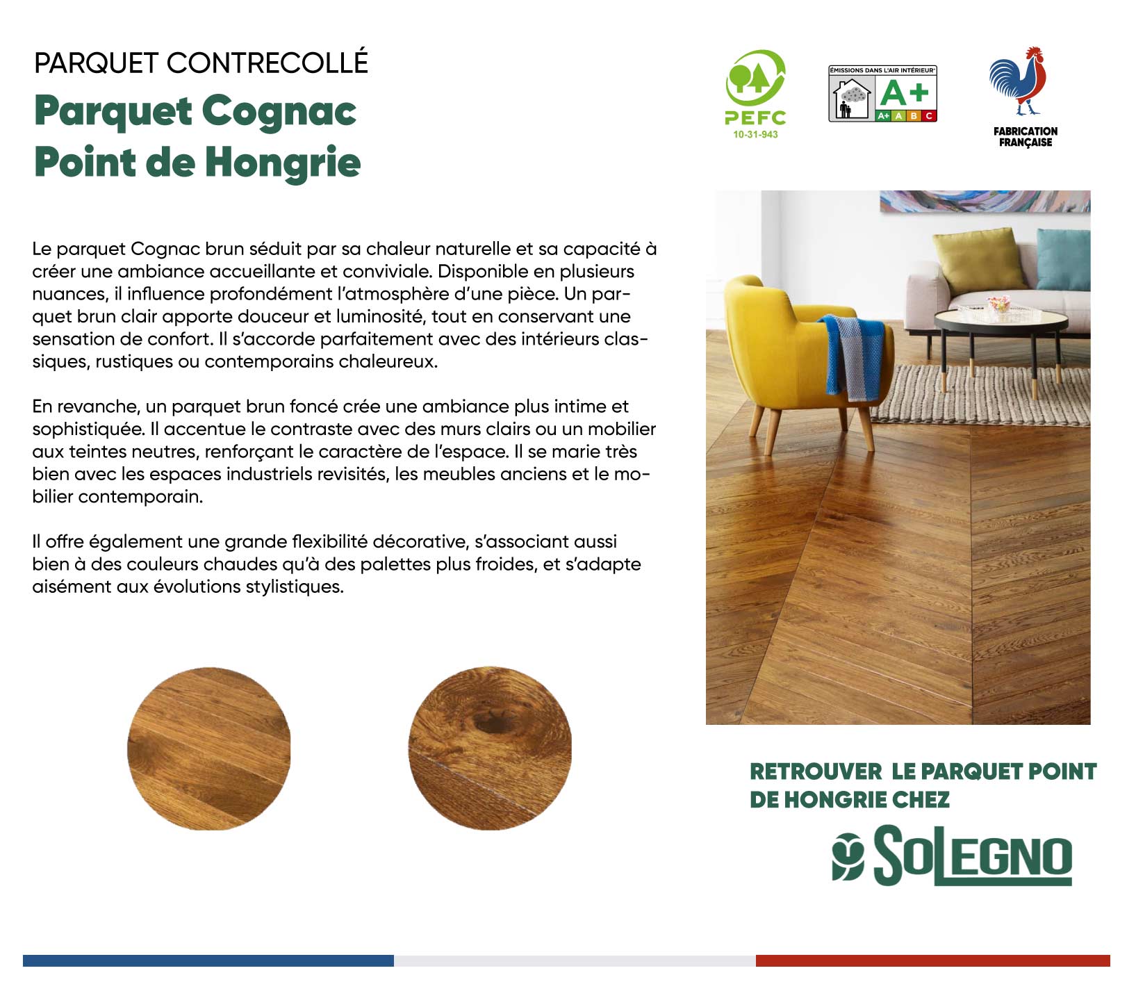 Parquet Cognac Point de Hongrie, parquet contrecollé Lyon