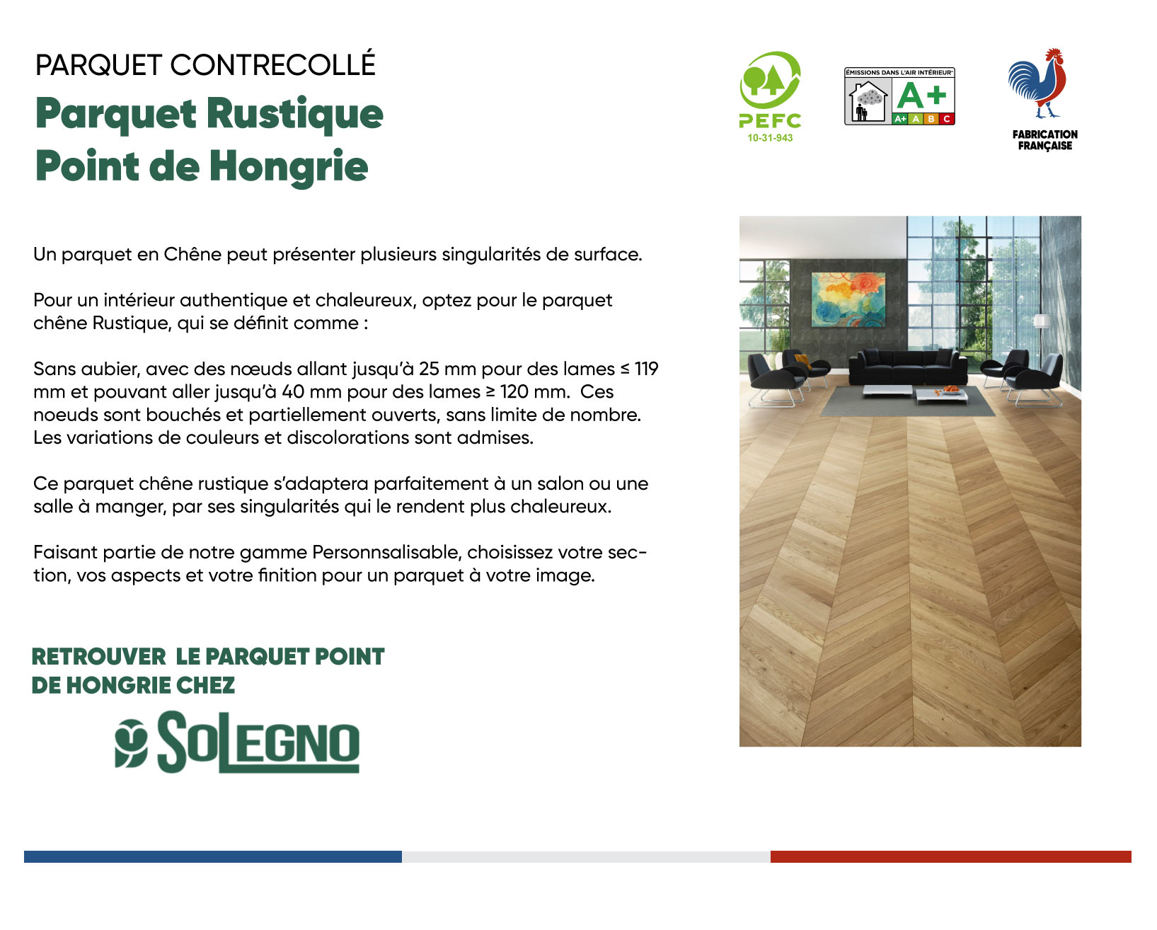 Parquet Rustique Point de Hongrie, parquet contrecollé Lyon